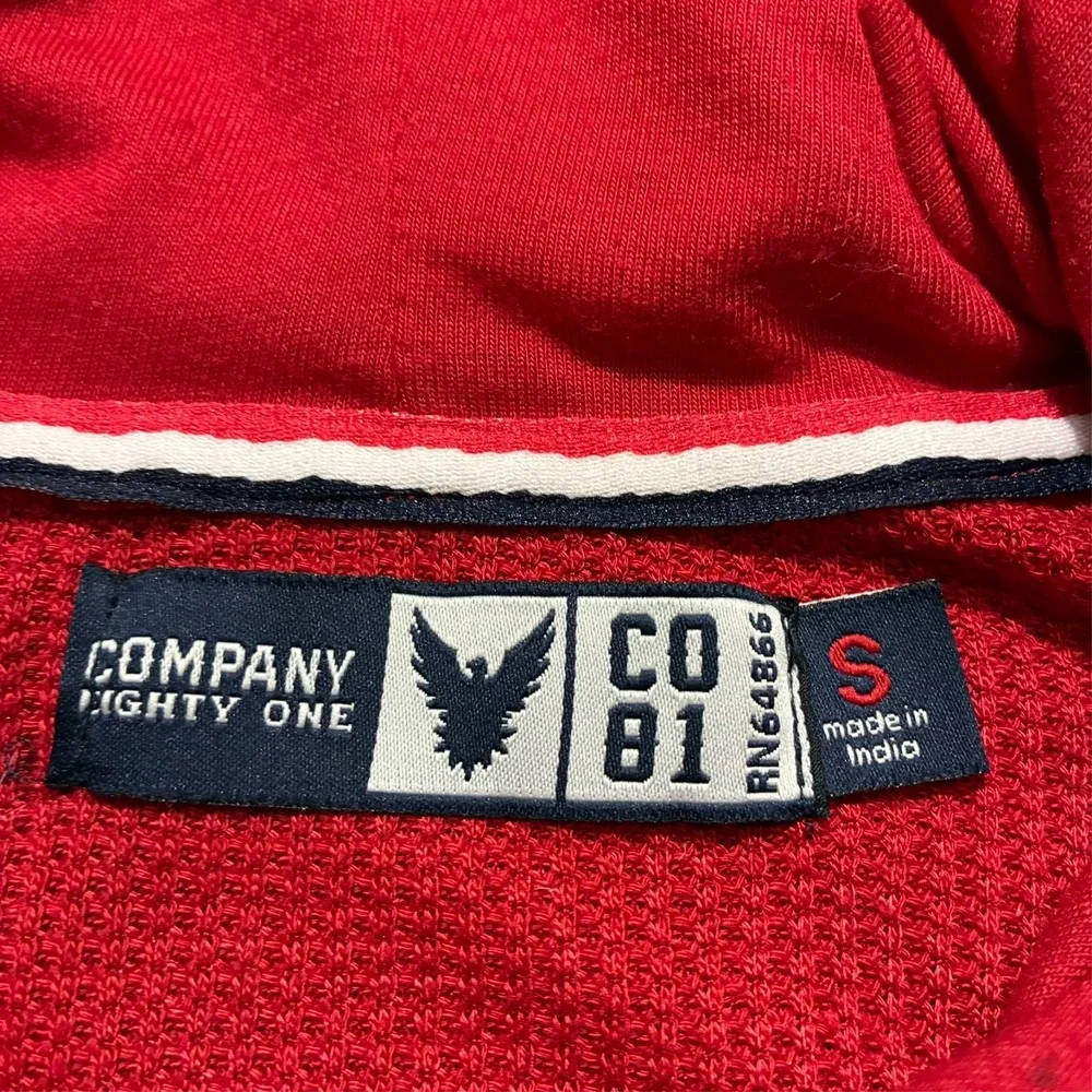 Company 81 Mens Pullover Size Small Red Knit Drawstring Hoodie Casual Streetwear